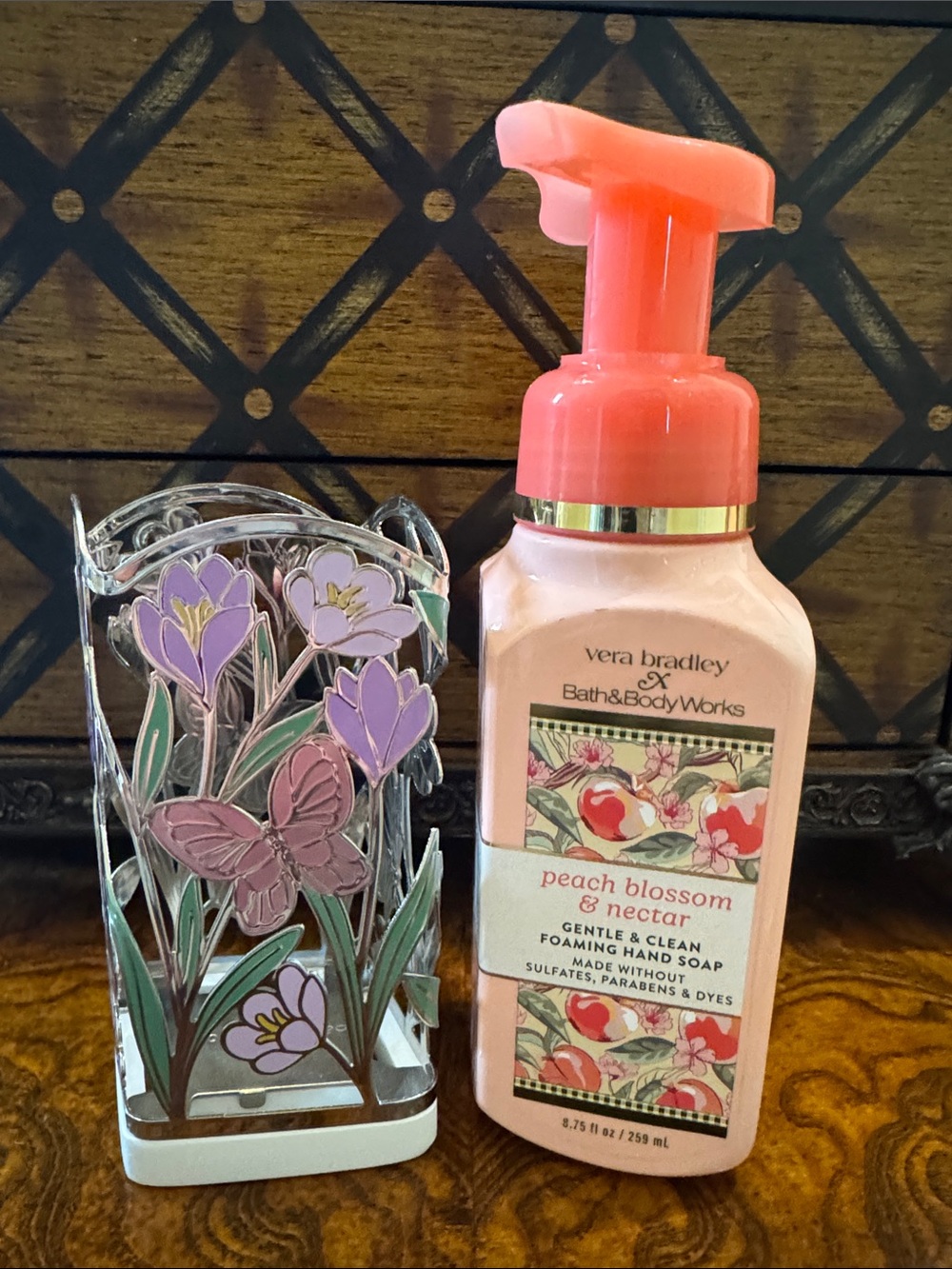 Vera Bradley Peach Blossom & Nectar Hand Soap & Butterfly Holder